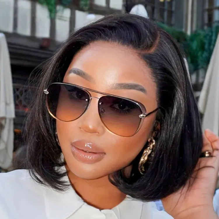 PreMax Wigs - Natural Black / Blonde Highlight C Part Glueless Lace Front Bob Wig Pre-cut Lace Main image