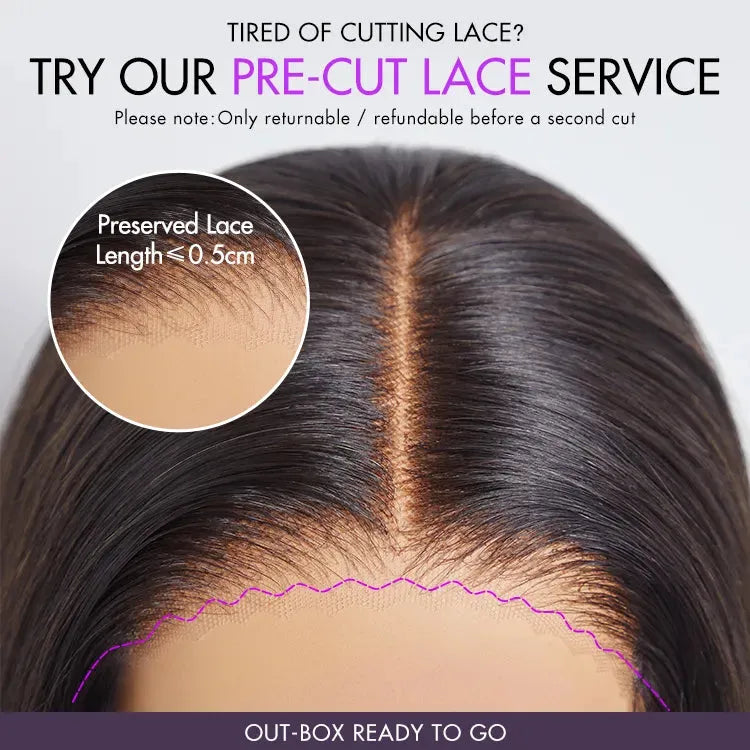 PreMax Wigs - Natural Black / Blonde Highlight C Part Glueless Lace Front Bob Wig Pre-cut Lace
