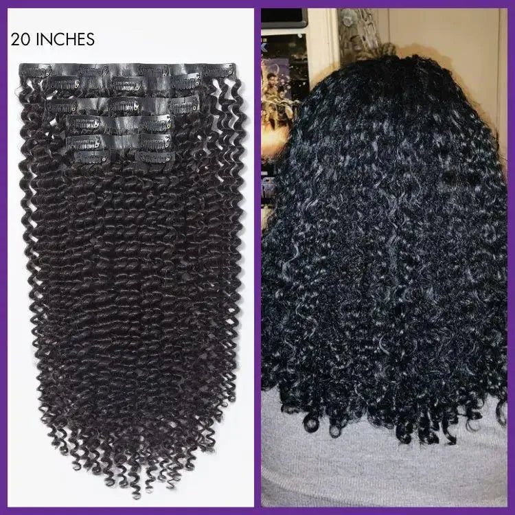 Kinky Curly Seamless Clip in Extensions Real Human Hair Pieces 135g 9pcs / 7pcs with Free Gift