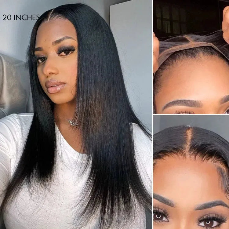 Black 180% Density Layered Cut Glueless 5x5 Closure Lace  Wig Pre-Plucked Hairline - US Only Secondary image