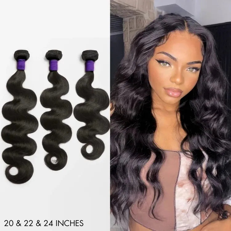Upgraded Brazilian Hair Body Wave 3 Bundles with 5x5 HD Lace Closure Secondary image
