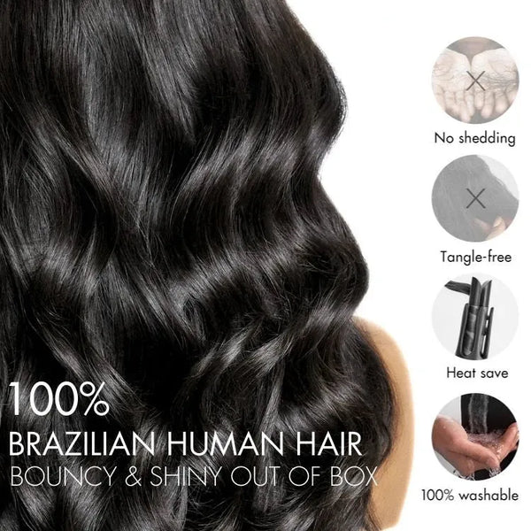 Upgraded Brazilian Hair Body Wave 3 Bundles with 5x5 HD Lace Closure