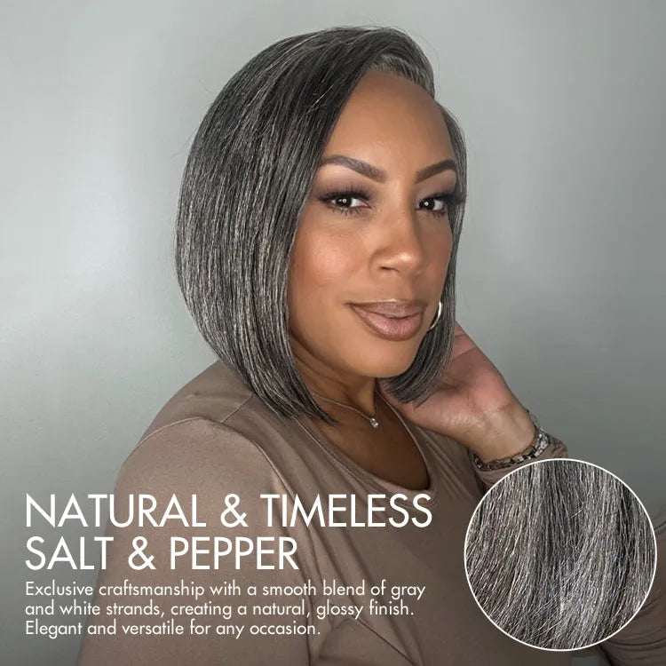 AiryFit™ Scalp Care Wigs -Salt and Pepper Glueless Minimalist HD Lace Bob Wig Pre-Cut Lace - US Only Secondary image