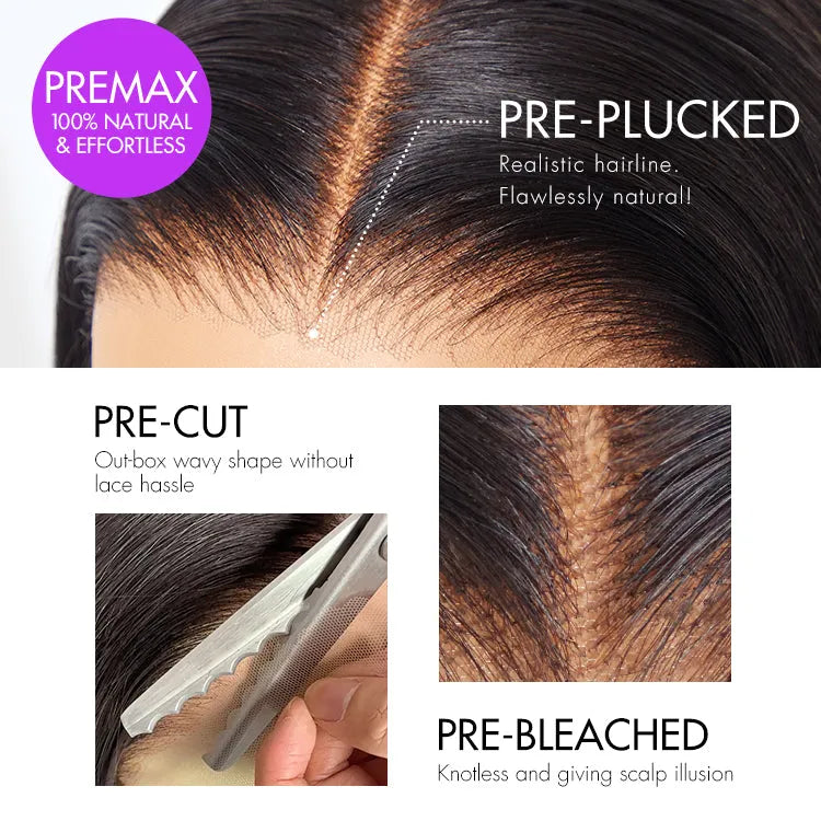 PreMax Wigs | Water Wave Flexi-Fit Invisi Drawstring Cap 360 Lace Long Curly Wig Pre-Cut Lace