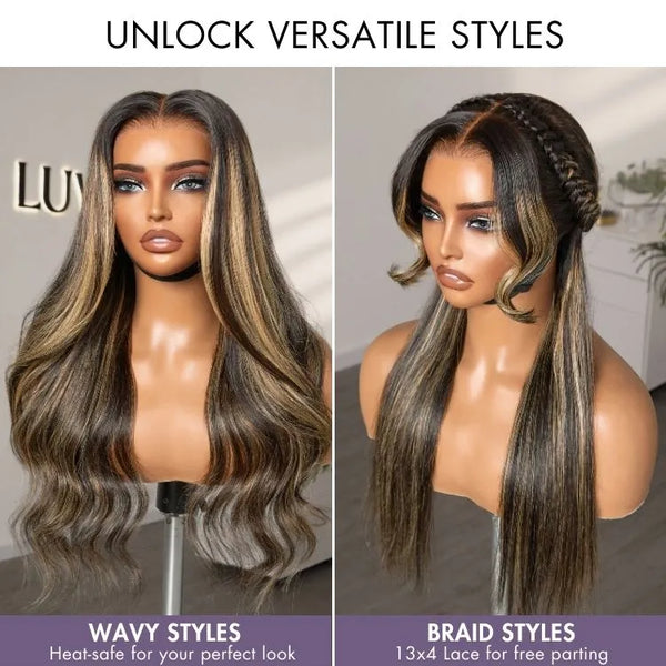 PreMax Wigs - Blonde Highlight Silky Straight 13x4 Frontal Lace Glueless Long Wig Pre-Cut Lace