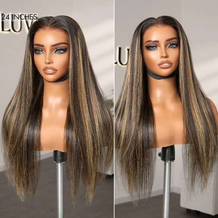 PreMax Wigs - Blonde Highlight Silky Straight 13x4 Frontal Lace Glueless Long Wig Pre-Cut Lace