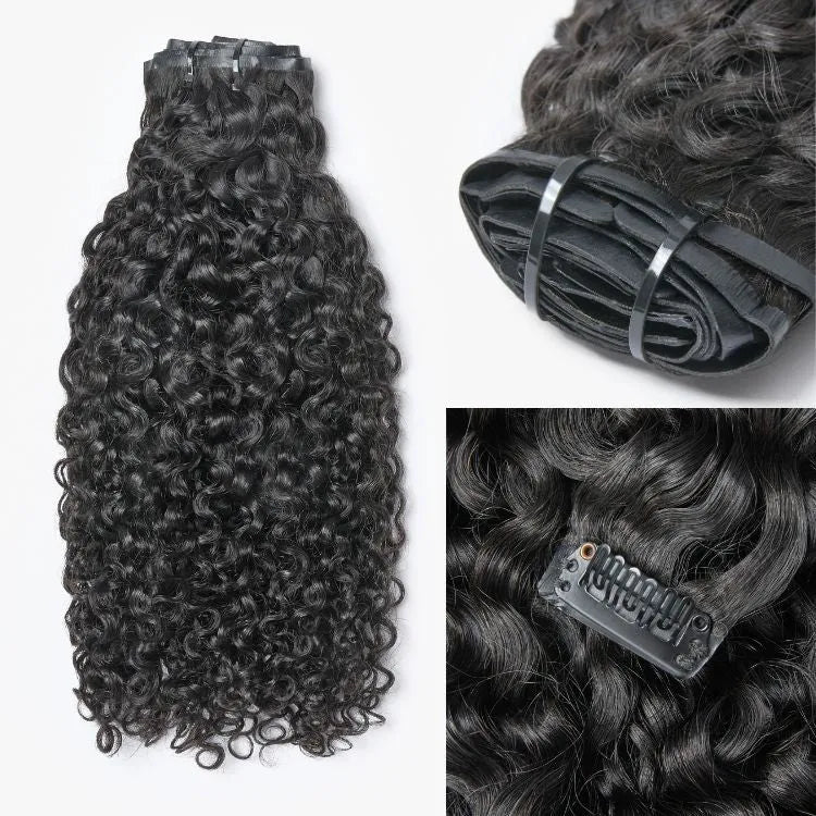 Messy Burmese Curly Seamless Clip in Extensions Real Human Hair Pieces 135g 9pcs / 7pcs with Free Gift