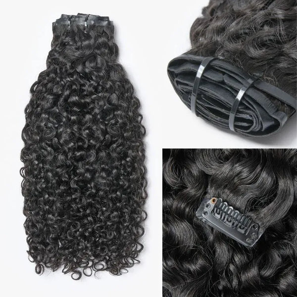 New Customers Only | Messy Burmese Curly Seamless Clip in Extensions Human Hair with Free Gift