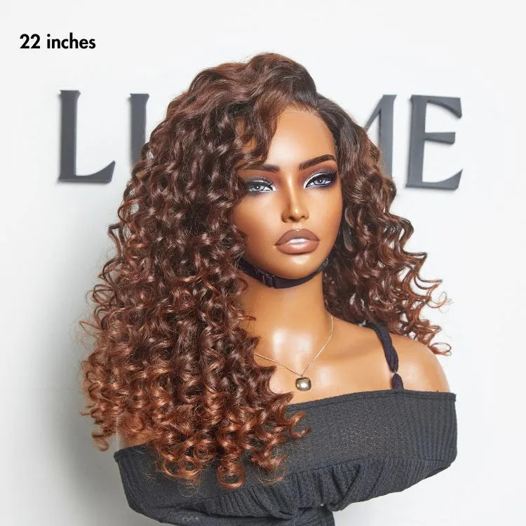Luvme Hair PartingMax Glueless Wig Ombre Copper Brown Water Wave 7x6 Closure HD Lace Wig  - US Only Secondary image