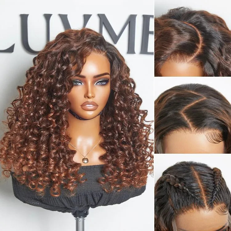 Luvme Hair PartingMax Glueless Wig Ombre Copper Brown Water Wave 7x6 Closure HD Lace Wig  - US Only