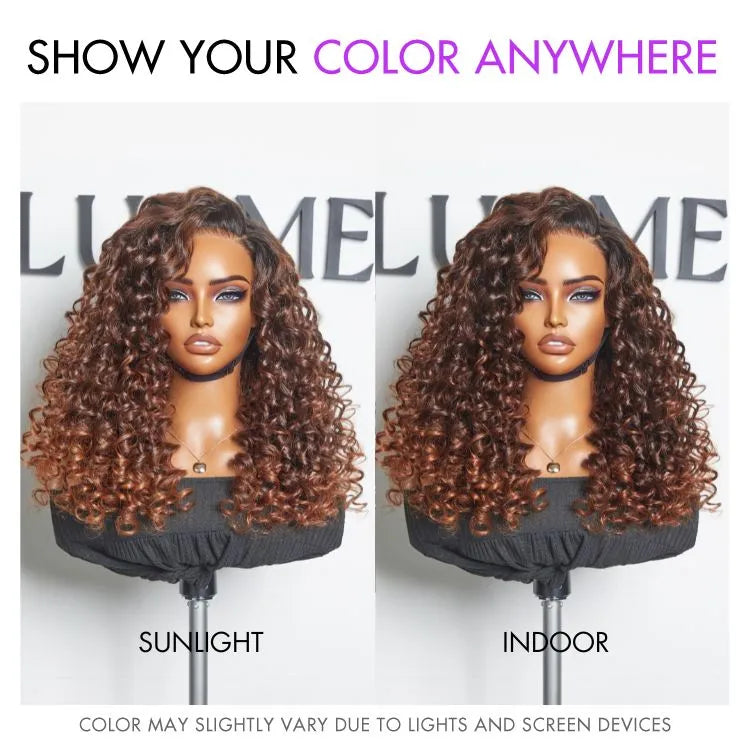 Luvme Hair PartingMax Glueless Wig Ombre Copper Brown Water Wave 7x6 Closure HD Lace Wig  - US Only