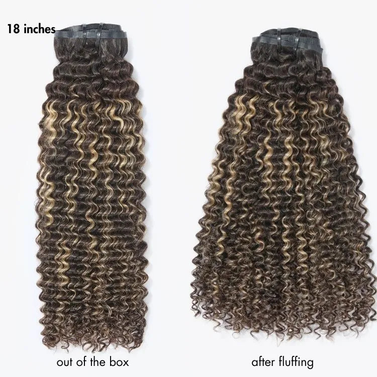 Highlights Silky Straight / Kinky Curly / Deep Wave Clip in Extensions Human Hair 135g 9pcs / 7pcs with Free Gift