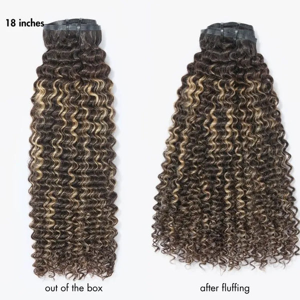 Highlights Silky Straight / Kinky Curly / Deep Wave Clip in Extensions Human Hair 135g 9pcs / 7pcs with Free Gift