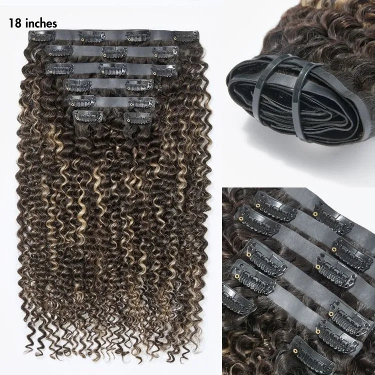 Highlights Silky Straight / Kinky Curly / Deep Wave Clip in Extensions Human Hair 135g 9pcs / 7pcs with Free Gift