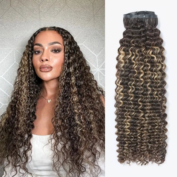 Highlights Silky Straight / Kinky Curly / Deep Wave Clip in Extensions Human Hair 135g 9pcs / 7pcs with Free Gift