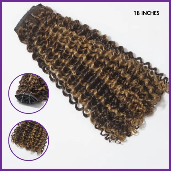 Highlights Silky Straight / Kinky Curly / Deep Wave Clip in Extensions Human Hair 135g 9pcs / 7pcs with Free Gift