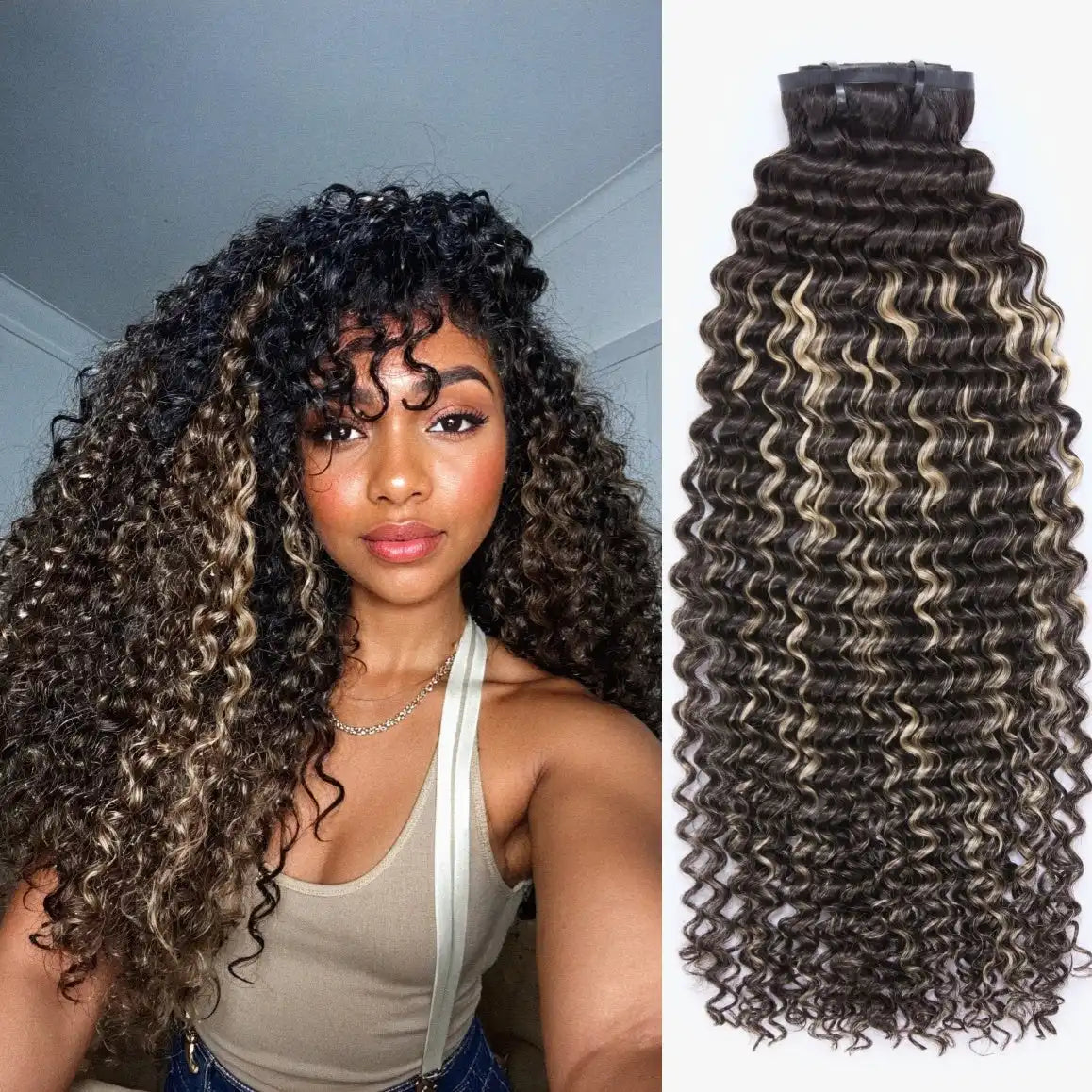 Highlights Silky Straight / Kinky Curly / Deep Wave Clip in Extensions Human Hair 135g 9pcs / 7pcs with Free Gift Main image