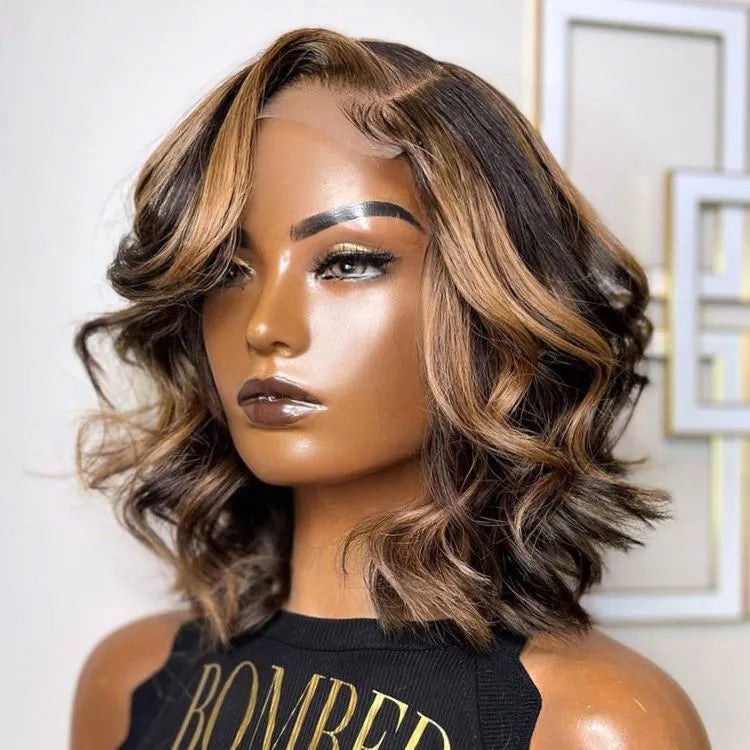 Luvme Hair Blonde Mix Loose Wave 5x5 Closure HD Lace Glueless Side Part Short Wig - US Only Secondary image