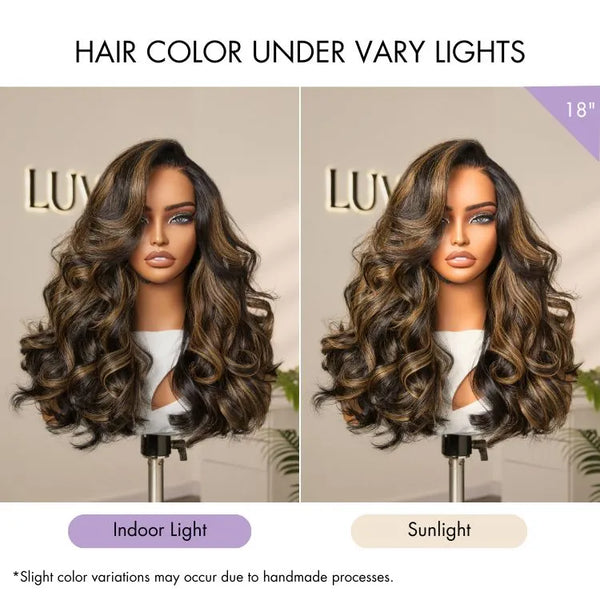 Luvme All-Day Comfort™ Wig 200% Density Brown Highlight Loose Body Wave Glueless Minimalist HD Lace Wig Pre-Cut Lace