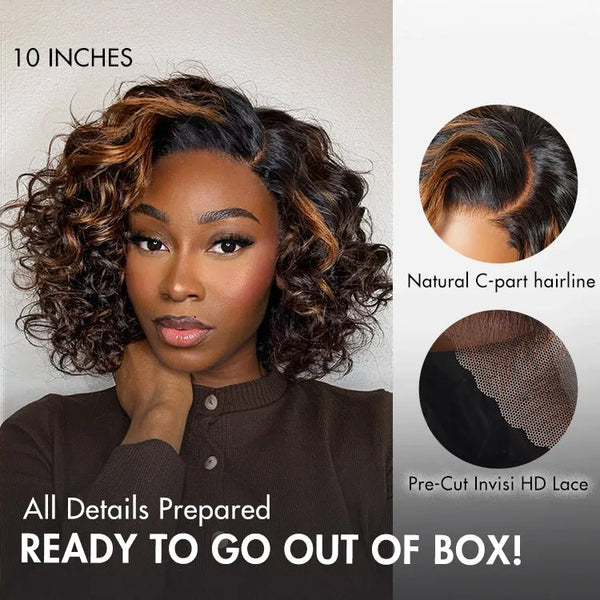 Luvme Hair Mature Bouncy Curl Left C Part Glueless Minimalist HD Lace Wig Pre-Cut Lace