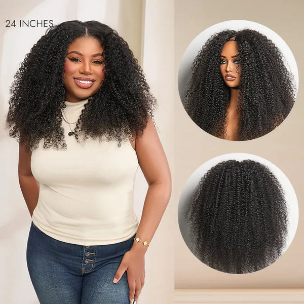 Luvme Too Easy Texture™ Wig 180% Density  Kinky Curly / Yaki Straight Glueless V Part Flexi-Fit Drawstring Wig