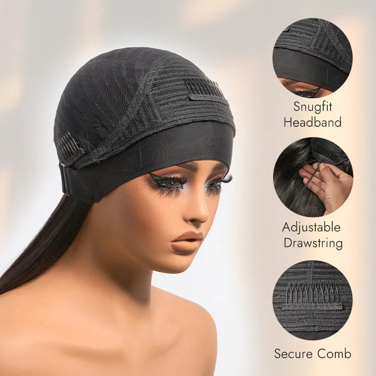 Luvme Too Easy Texture™ Wig 180% Density Kinky Straight Flexi-Fit Drawstring Glueless Headband Wig (Get Free Trendy Headbands)