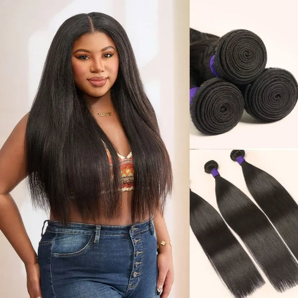 Luvme Too Easy Texture™ Yaki Straight 100% Virgin Human Hair Bundles 1pc / 3pcs - US Only
