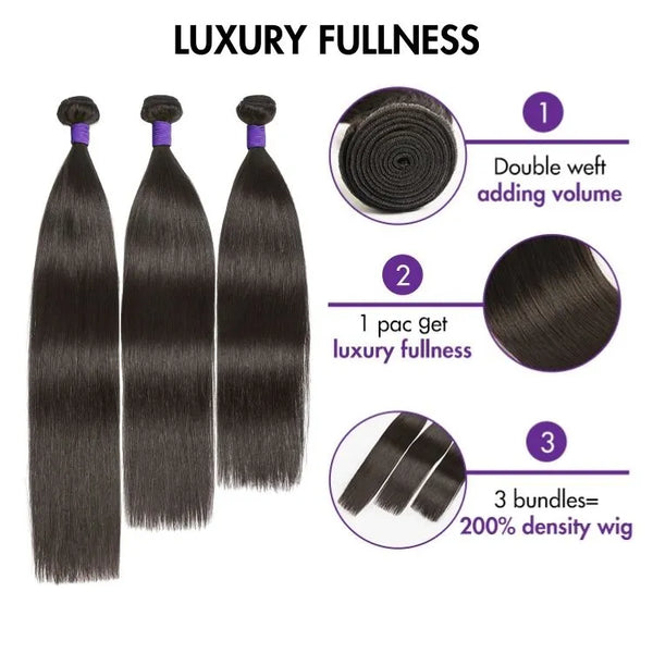 Luvme Too Easy Texture™ Yaki Straight 100% Virgin Human Hair Bundles 1pc / 3pcs - US Only