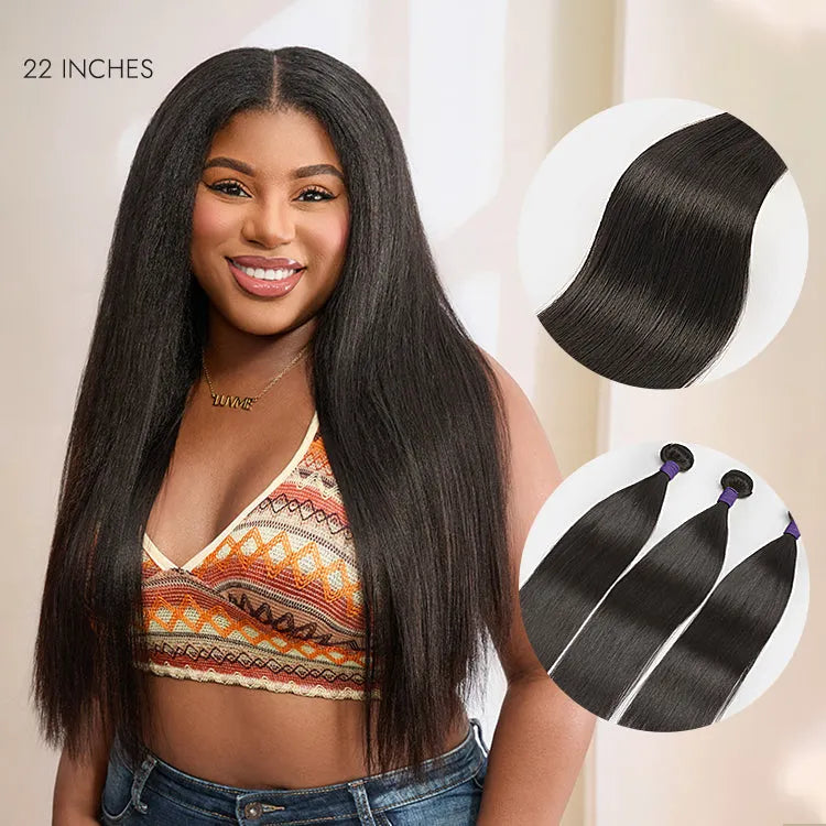 Luvme Too Easy Texture™ Yaki Straight 100% Virgin Human Hair Bundles 1pc / 3pcs - US Only Secondary image