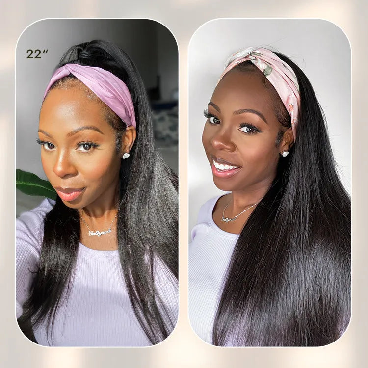 Luvme Too Easy Texture™ Wig 180% Density Kinky Straight Flexi-Fit Drawstring Glueless Headband Wig (Get Free Trendy Headbands)