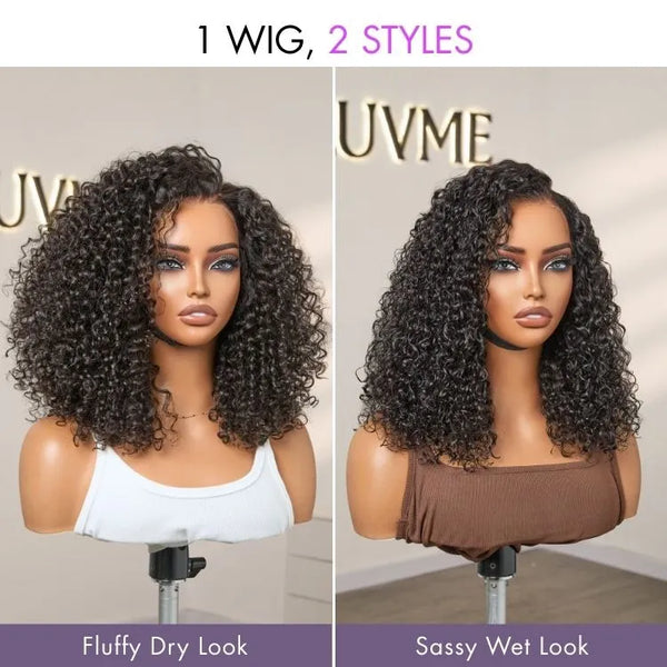 180% Density Face-Framing Trendy Curly Wig Glueless Ear-to-ear Wide T Lace Front Wig Human Hair Pre-Cut Lace