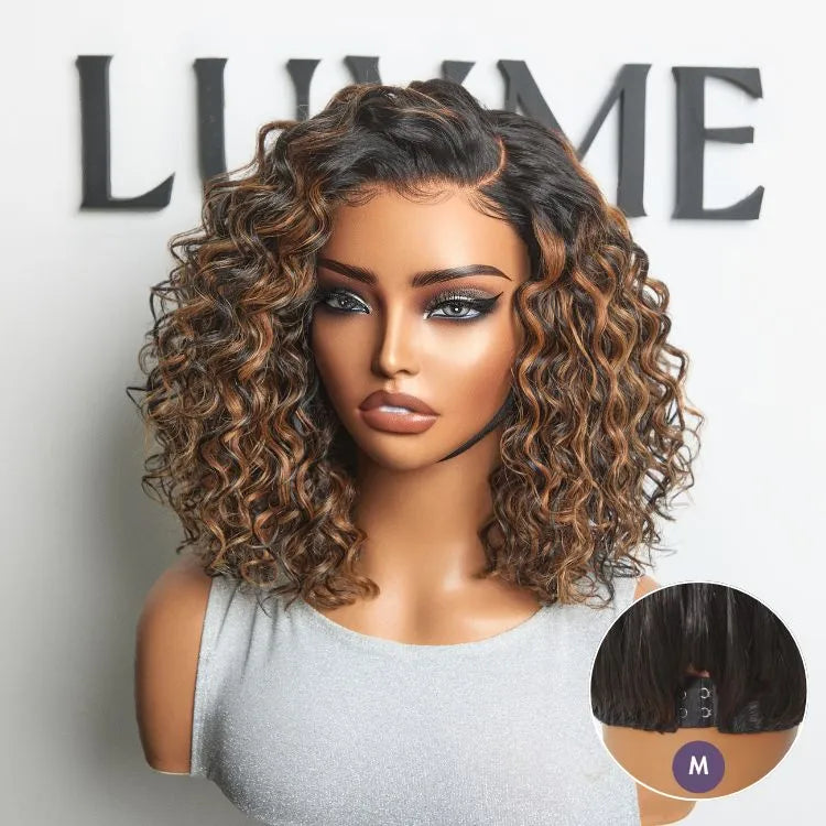 Luvme All-Day Comfort™ Wig Brown Highlight Deep Wave Glueless Minimalist HD Lace Curly Wig Pre-Cut Lace Main image