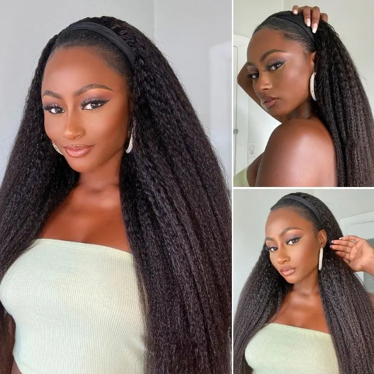 Luvme Too Easy Texture™ Wig 180% Density Kinky Straight Flexi-Fit Drawstring Glueless Headband Wig (Get Free Trendy Headbands) Main image