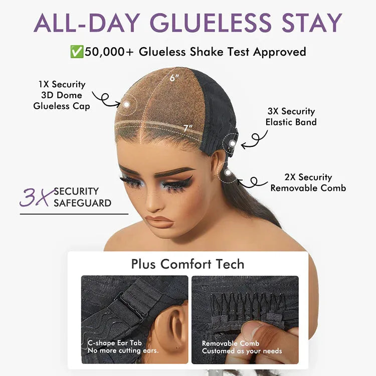 Luvme All-Day Comfort™ Wig 180% Density Platinum Blonde Highlight Loose Body Wave Glueless 7x6 Closure HD Lace Wig Pre-Cut Lace