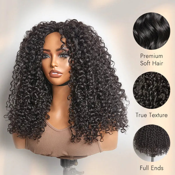 Luvme Too Easy Texture™ 180% Density Messy Burmese Curly Half Wig Glueless Flexi-Fit Drawstring Wig Beginner Friendly - US Only