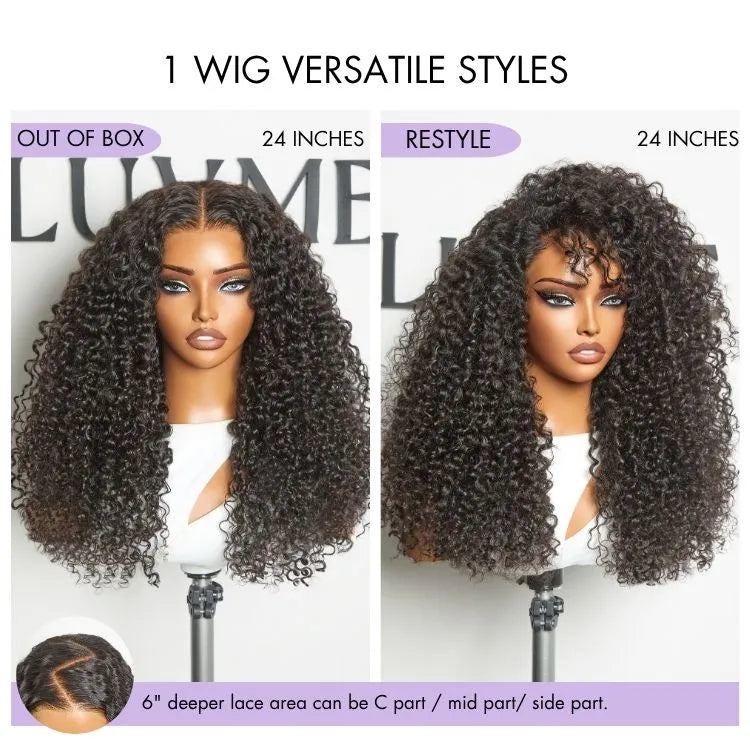 Luvme All-Day Comfort™ Wig 180% Density Voluminous & Bouncy Messy Burmese Curly Glueless 7x6 Closure HD Lace Human Hair Wig Pre-Cut Lace