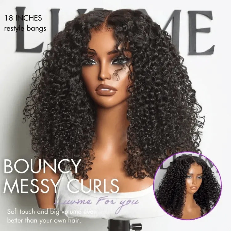 Luvme All-Day Comfort™ Wig 180% Density Voluminous & Bouncy Messy Burmese Curly Glueless 7x6 Closure HD Lace Human Hair Wig Pre-Cut Lace