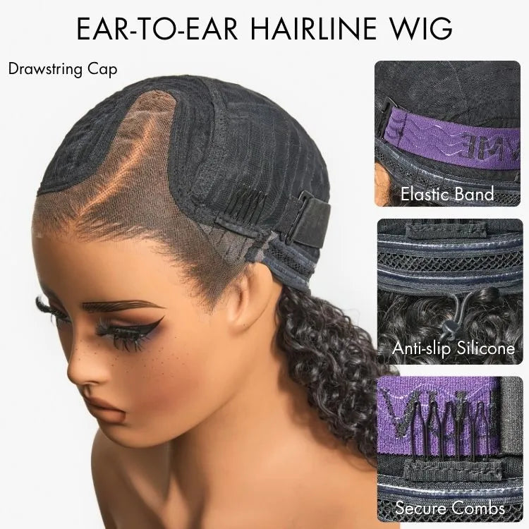 180% Density Face-Framing Trendy Curly Wig Glueless Ear-to-ear Wide T Lace Front Wig Human Hair Pre-Cut Lace
