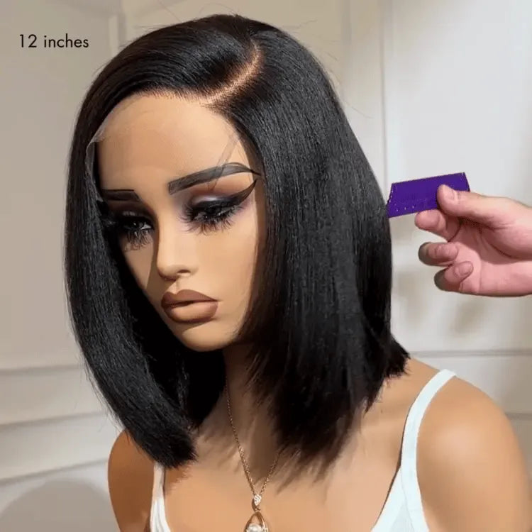 Layered Cut Yaki Straight Left C Part Glueless Minimalist HD Lace Bob Wig Ready to Go Main image