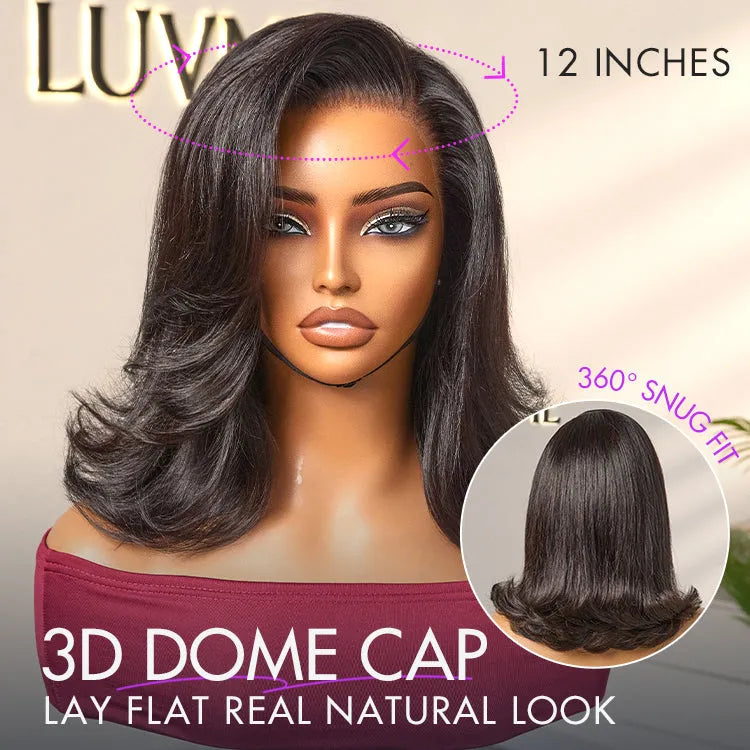 Retro 90s Flip Ends Bob Cut Wig Glueless 13x4 Frontal Lace Human Hair Wig