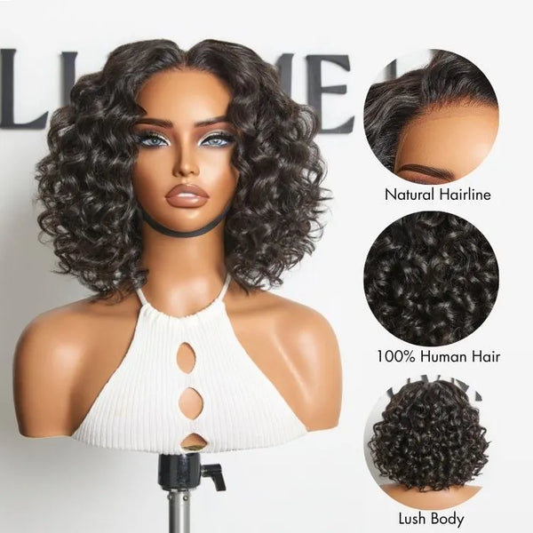 Lightweight & Voluminous Beach Wave Glueless 13x4 Lace Front Short Wig for Summer Pre-Cut Lace