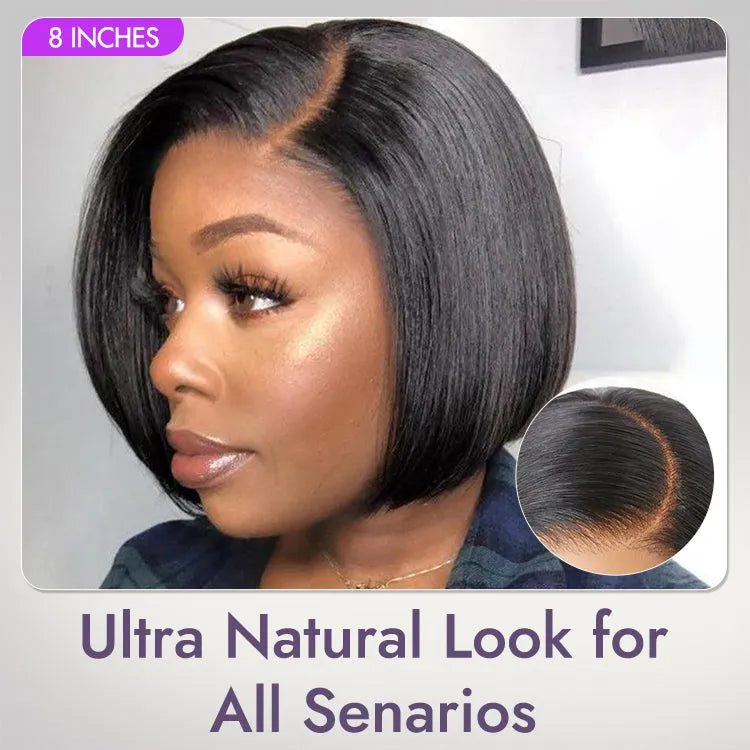 Put On & Go Blunt Cut Straight Bob Minimalist HD Lace Glueless C Part Wig  - US Only