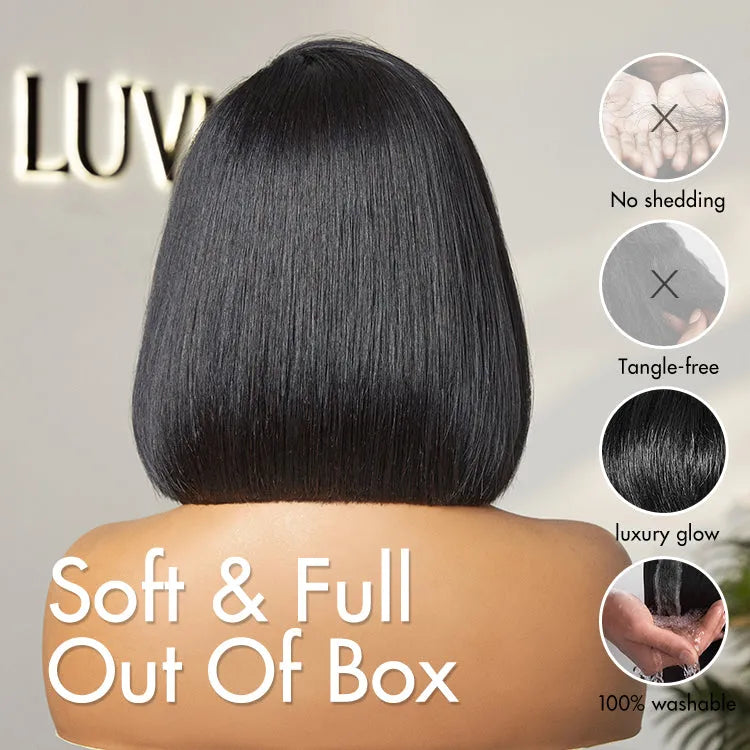 Put On & Go Blunt Cut Straight Bob Minimalist HD Lace Glueless C Part Wig  - US Only