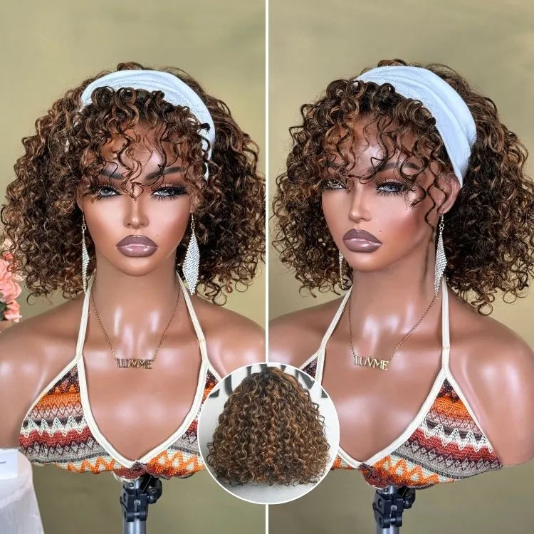 Luvme All-Day Comfort™ Wig Brown Highlight Deep Wave Glueless Minimalist HD Lace Curly Wig Pre-Cut Lace