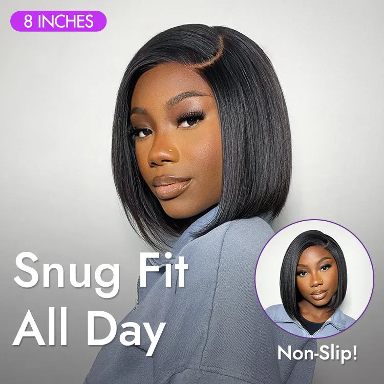 Put On & Go Blunt Cut Straight Bob Minimalist HD Lace Glueless C Part Wig  - US Only