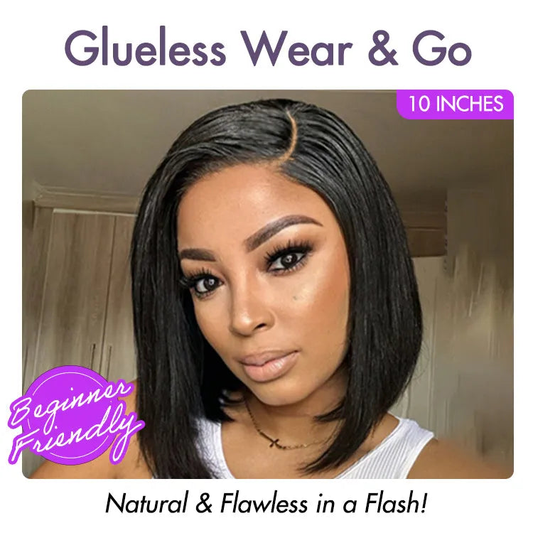 Put On & Go Blunt Cut Straight Bob Minimalist HD Lace Glueless C Part Wig  - US Only Secondary image
