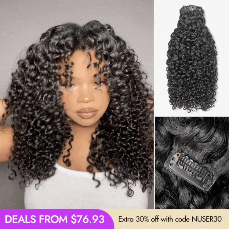 New Customers Only | Messy Burmese Curly Seamless Clip in Extensions Human Hair with Free Gift Main image