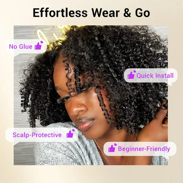 Coily Curly 5x5 Closure HD Lace Glueless Pre-Cut Wig with Breathable Cap