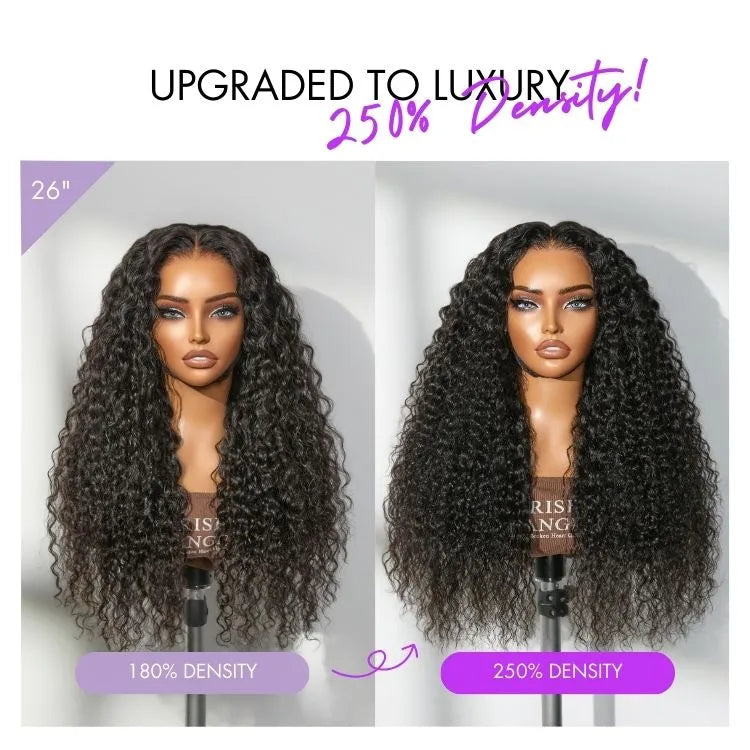 PreMax 250% Density Water Wave Glueless Flexi-Fit Drawstring 13x4 Frontal Lace Fluffy Curly High Density Wig Pre-Cut Lace