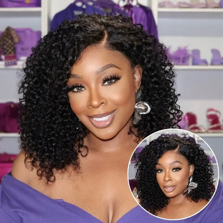 180% Density Face-Framing Trendy Curly Wig Glueless Ear-to-ear Wide T Lace Front Wig Human Hair Pre-Cut Lace Main image